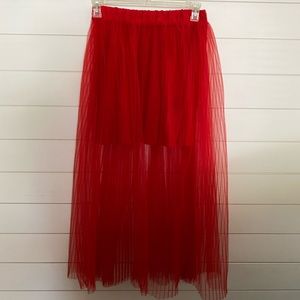 Red Chiffon Skirt Worn Once Maxi/Midi